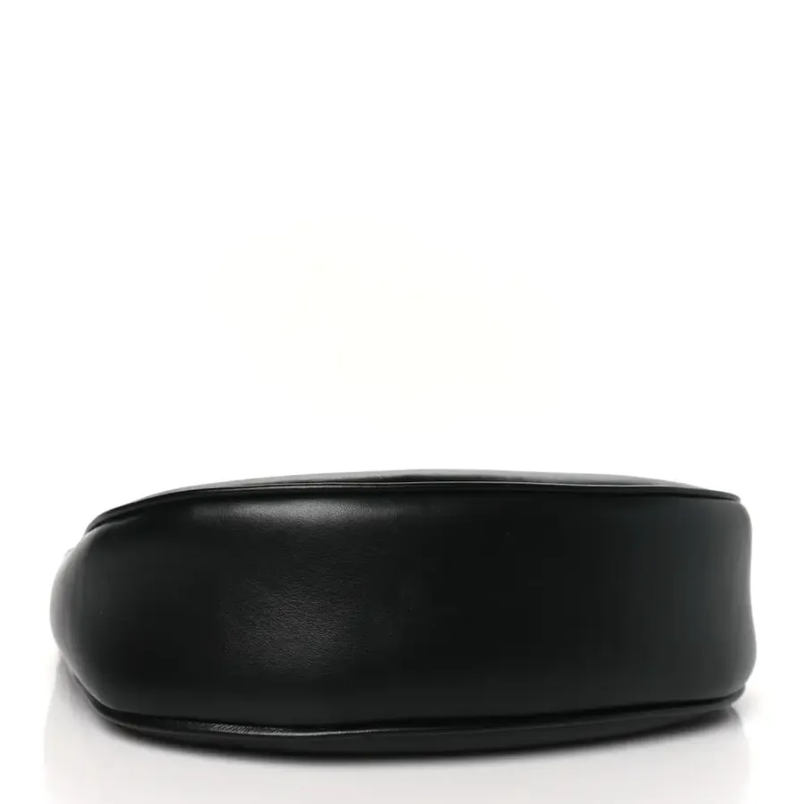 Celine Medium Strap Ava Triomphe Shoulder Bag Black Smooth Calfskin Leather Gold Hardware