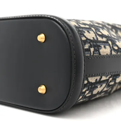 Dior Medium C’est Dior Bucket Bag Blue Oblique Canvas & Cannage Calfskin Leather Gold Hardware