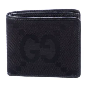 Gucci Small Bifold Wallet Black Calfskin Printed Leather