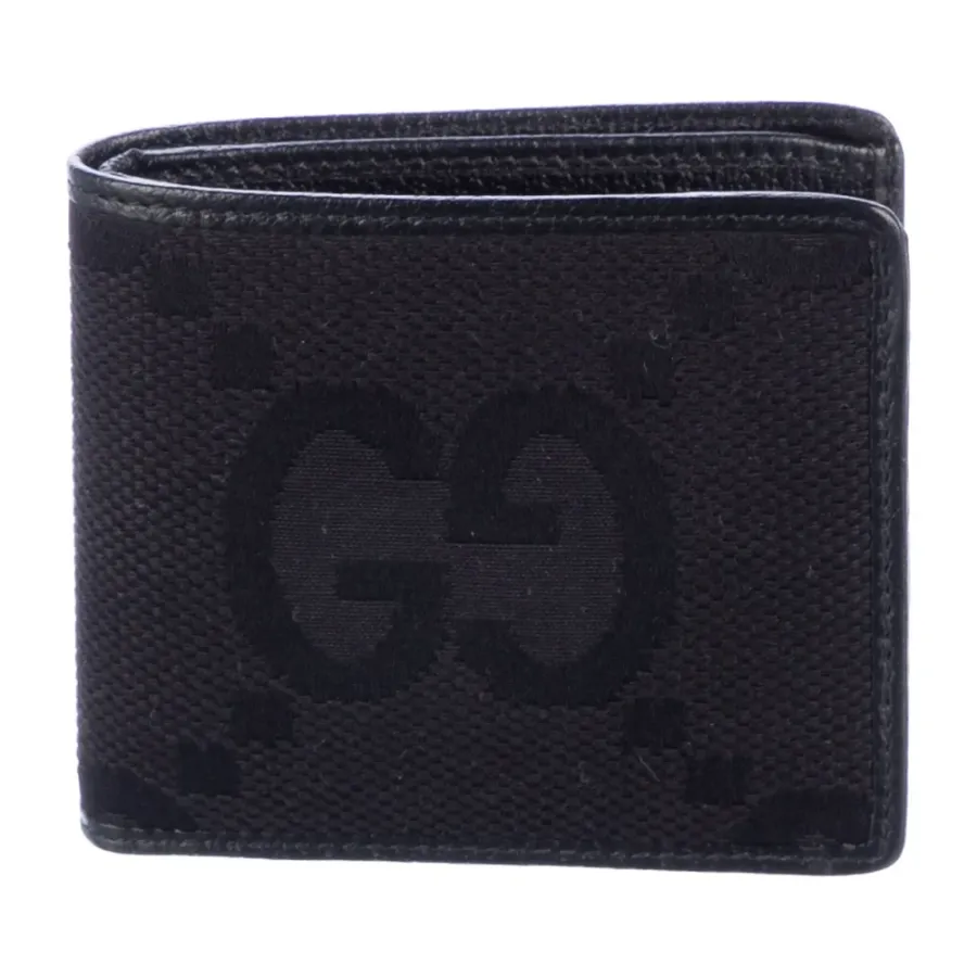 Gucci Small Bifold Wallet Black Calfskin Printed Leather