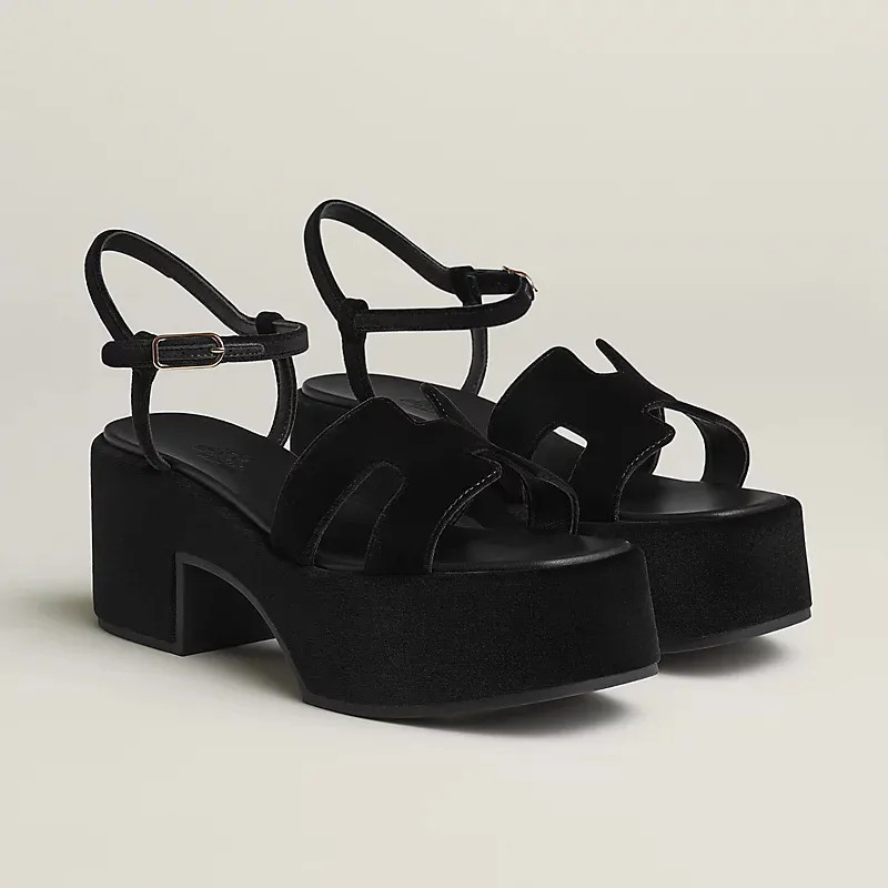 HERMES Jam Black High Heels Sandal