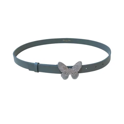 Dior Women' s Butterfly Buckle Belt In Black/White/Blue/Brown Calfskin With Gold/Silver Hardware 20mm