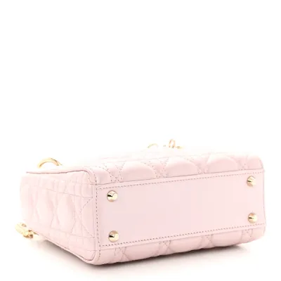 Dior Mini Lady Dior Lotus Metallic Cannage Lambskin Leather Light Gold Hardware