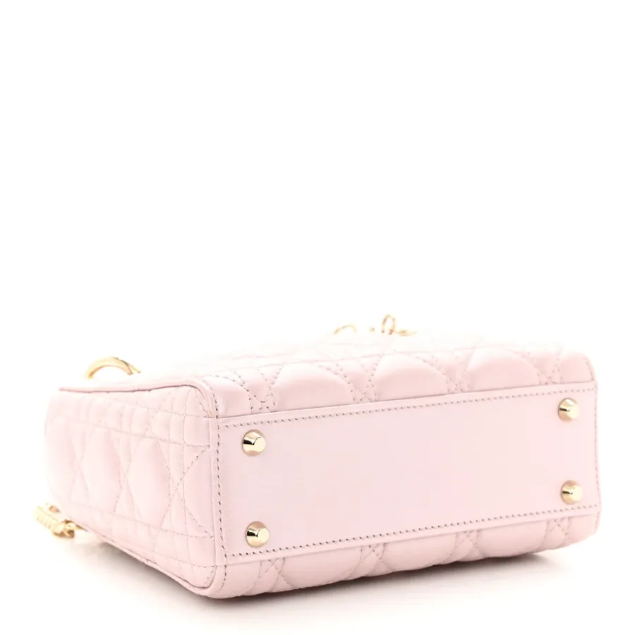 Dior Mini Lady Dior Lotus Metallic Cannage Lambskin Leather Light Gold Hardware