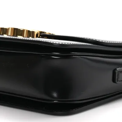 Celine Small Triomphe Bag Black Shiny Calfskin Leather Gold Hardware