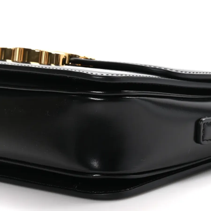 Celine Small Triomphe Bag Black Shiny Calfskin Leather Gold Hardware