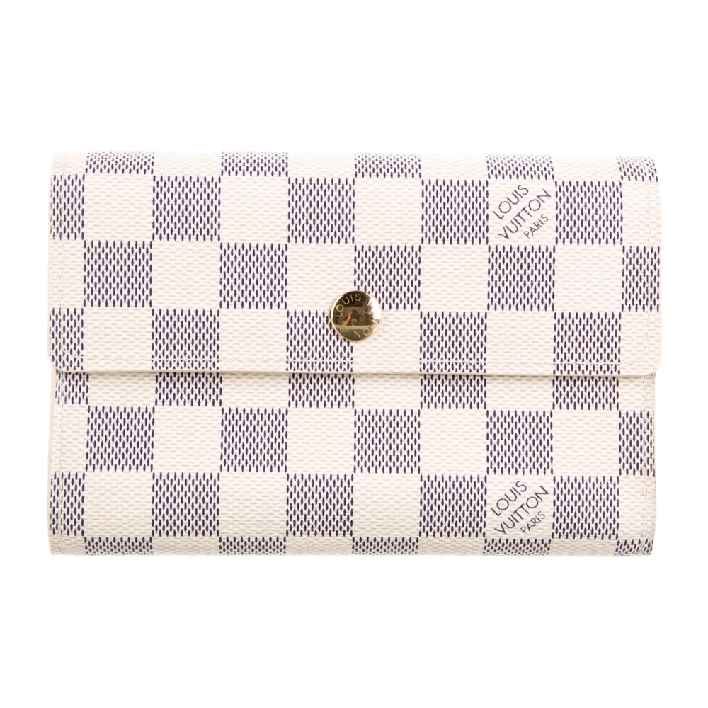Louis Vuitton Carteira Média Alexandra Padrão Damier Azur em Canvas Revestido com Hardware de Latão