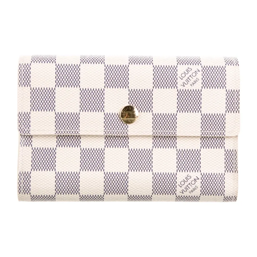 Louis Vuitton Medium Alexandra Wallet Damier Azur Pattern Coated Canvas Brass Hardware