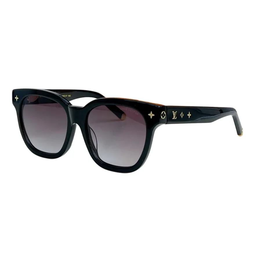 Louis Vuitton square frame glasses black/black gold/leopard/leopard brown color Size 54-17-143