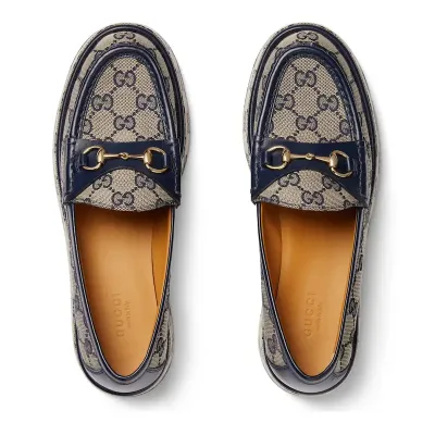 Gucci grey slope heel loafers