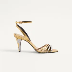 VALENTINO  Crystal trim satin heel sandals (8.5 cm high heel)