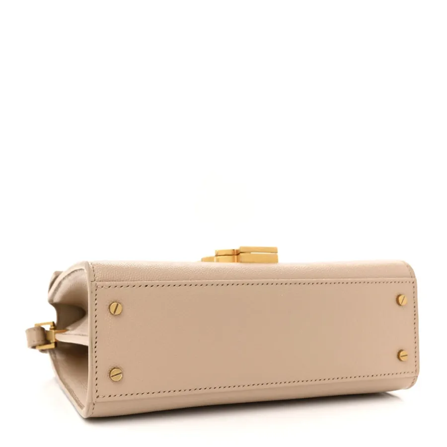 Saint Laurent Mini Cassandra Top Handle Crema Soft Classic Monogram Grain De Poudre Leather Aged Gold Hardware