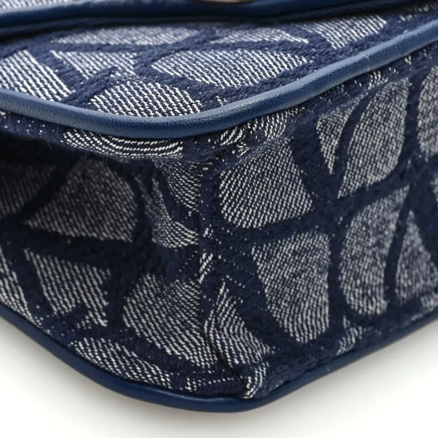 Valentino Garavani Small Locò Shoulder Bag Melange Denim/Worker Toile Iconographe Cotton VLogo Gold Hardware