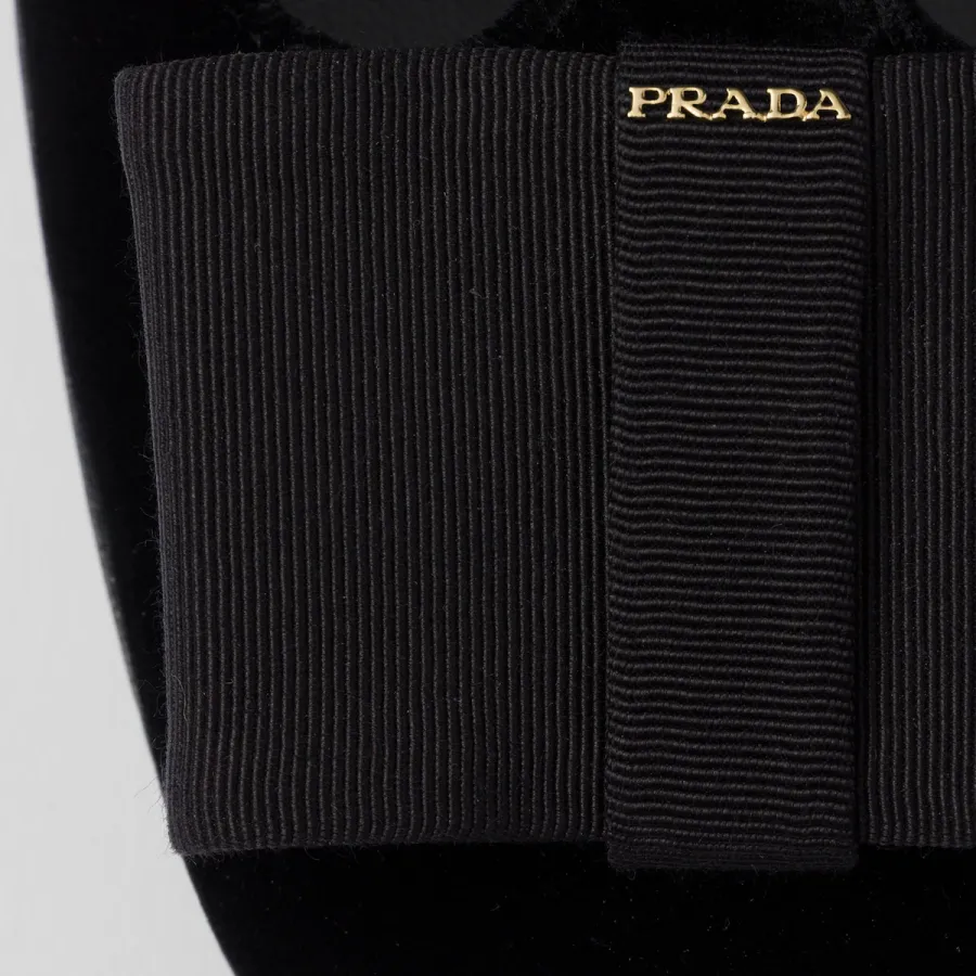 PRADA Velvet Black High Heels Shoes Mary Jane Shoes