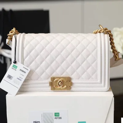 Chanel Lleboy white Quilted Caviar Leather Shoulder Bags Crossbody Bags