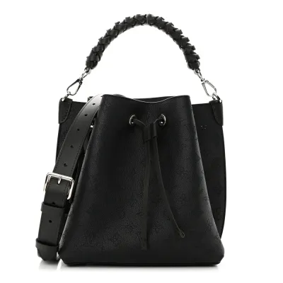 Louis Vuitton Muria MM Black Mahina Leather Silver Hardware