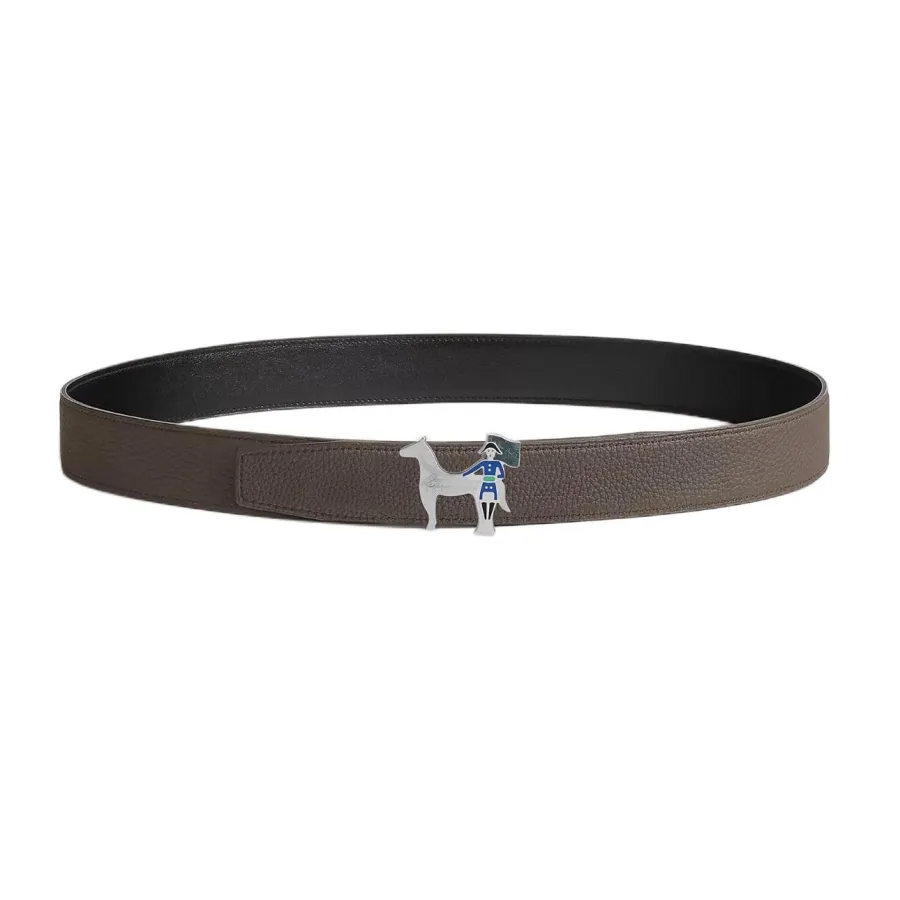 Hermès Women' s Artificier Buckle Reversible Belt In Black/Brown/Etoupe/Coffee/Blue Calfskin With Silver Hardware 32mm