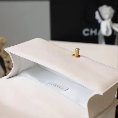 Chanel Lleboy white Quilted Caviar Leather Shoulder Bags Crossbody Bags