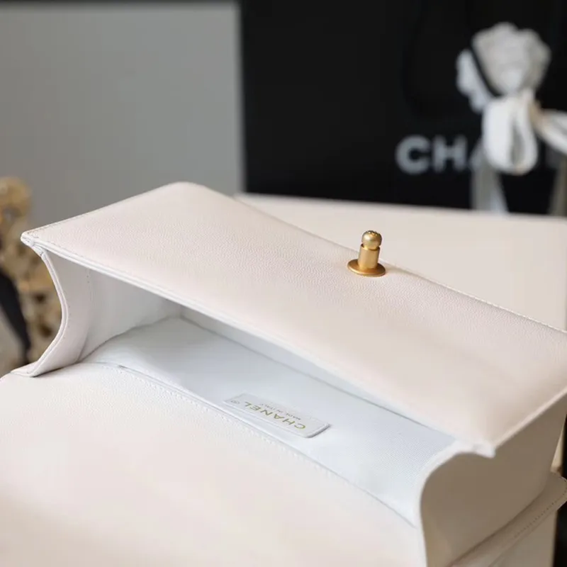 Chanel Lleboy white Quilted Caviar Leather Shoulder Bags Crossbody Bags