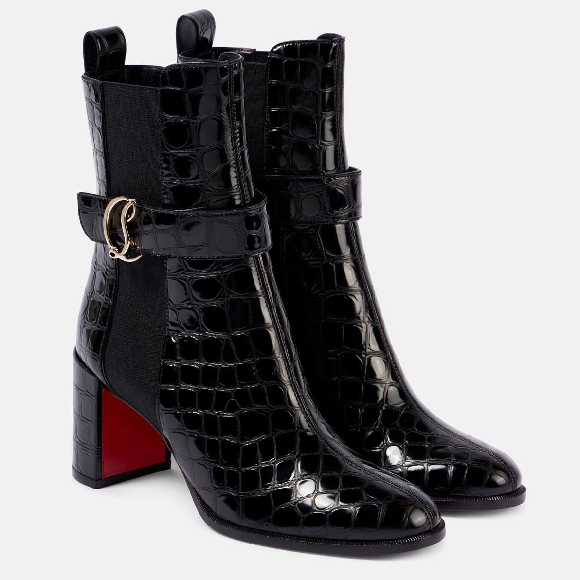 Christian Louboutin botas de salto alto nu com bico redondo em couro de bezerro e salto grosso