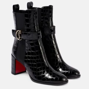 Christian Louboutin calf leather round toe with thick heel and naked high heel boots