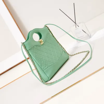 Chanel Oil Wax Leather Green Crossbody Bags