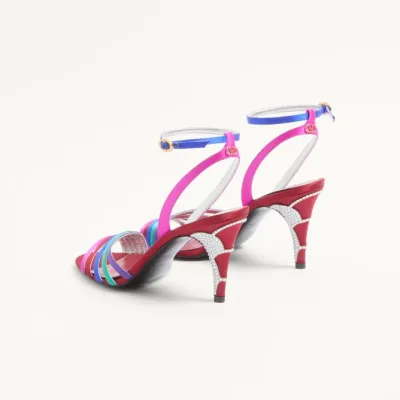 VALENTINO  Crystal trim satin heel sandals (8.5 cm high heel)