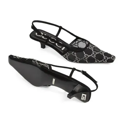 Gucci black pointed heels high heels shoes Rear lace up high heels