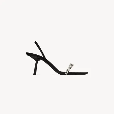 Yves Saint Laurent Black stiletto sandals with drill tips