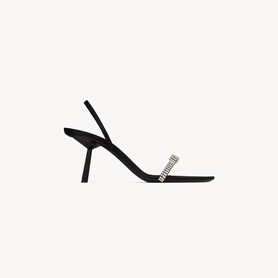Yves Saint Laurent Black stiletto sandals with drill tips