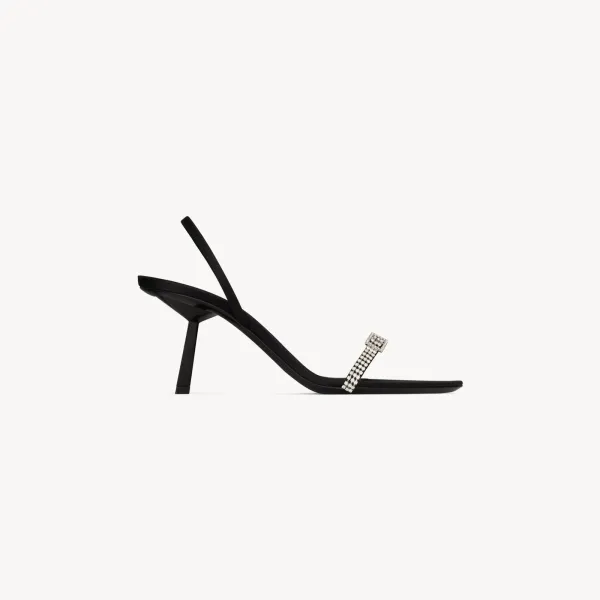 Yves Saint Laurent Black stiletto sandals with drill tips