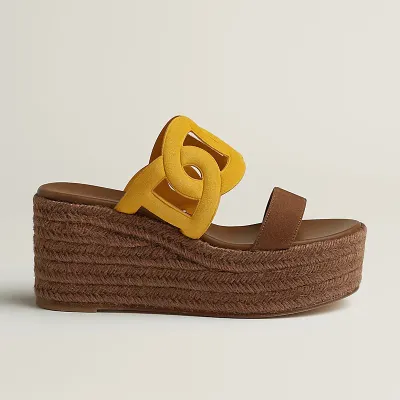 HERMES Ithea Wedges and heels Slippers High-heeled slippers Yellow High Heels Sandal