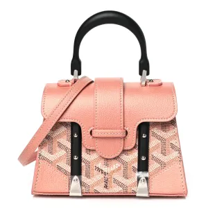 Goyard Nano Saigon Bag Pearly Coral Iridescent Goyardine Canvas Silver Hardware