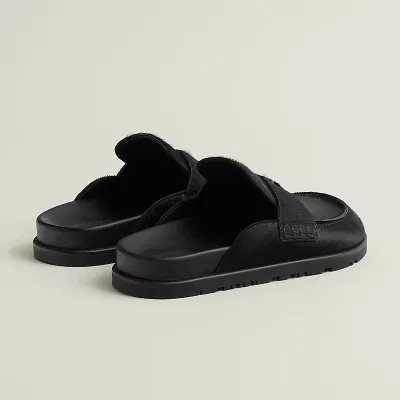 HERMES Go Mule Black Slippers