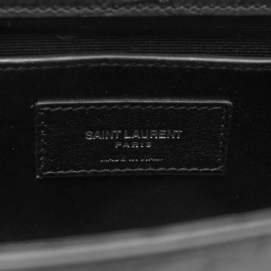 Saint Laurent Medium Kate Tassel Satchel Black Embossed Classic Monogram Calfskin & Crocodile Leather Silver Hardware