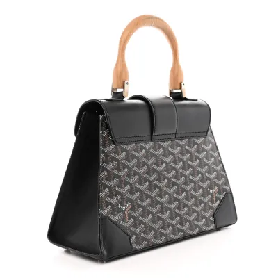 Goyard Saigon PM Black Goyardine Canvas Silver Hardware