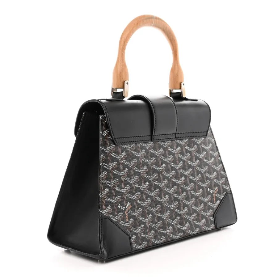 Goyard Saigon PM Black Goyardine Canvas Silver Hardware