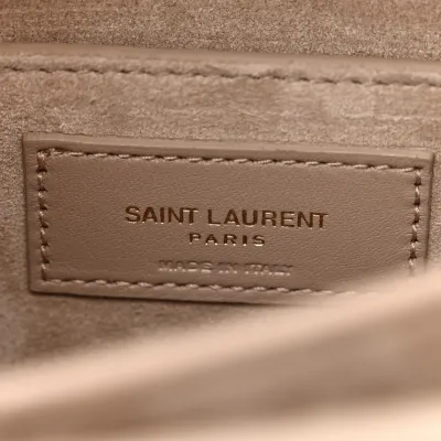 Saint Laurent Medium Sunset Dark Beige Monogram Calfskin Leather Aged Gold Hardware