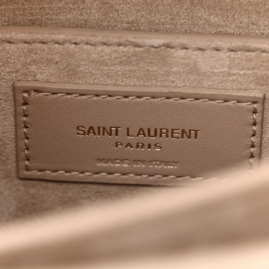 Saint Laurent Medium Sunset Dark Beige Monogram Calfskin Leather Aged Gold Hardware