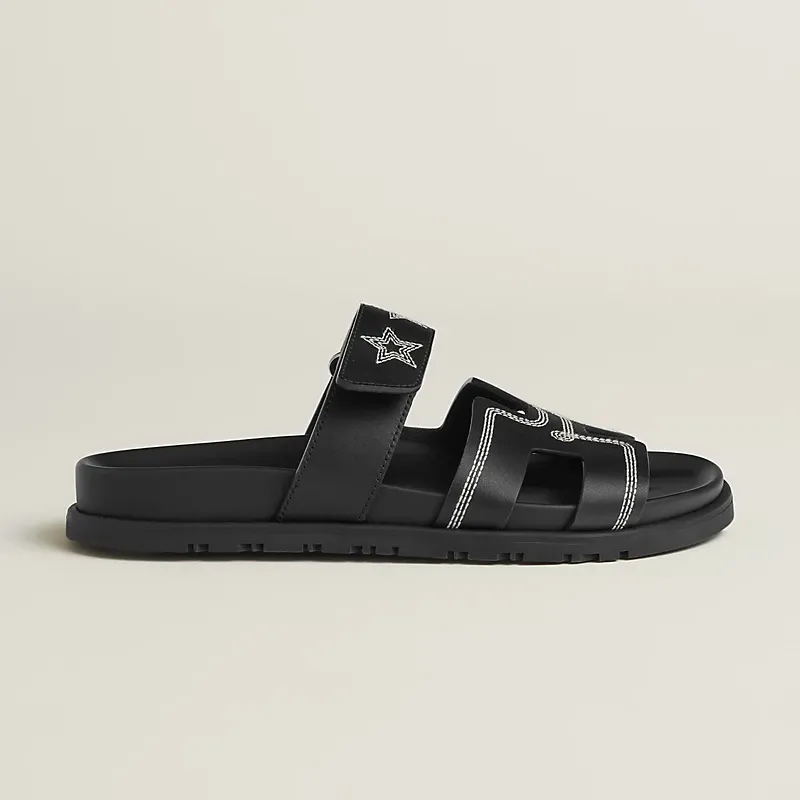HERMES Chypre Black Slippers
