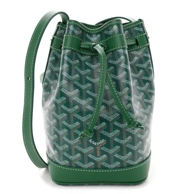 Goyard Petit Flot Bucket Bag PM Green Goyardine Canvas