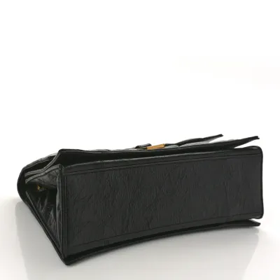 Balenciaga Medium Crush Chain Bag Black Quilted Crushed Calfskin Leather Gold Hardware