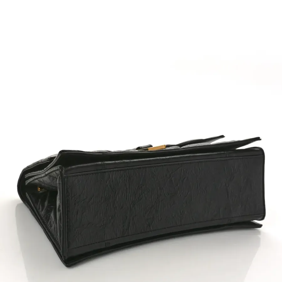 Balenciaga Medium Crush Chain Bag Black Quilted Crushed Calfskin Leather Gold Hardware