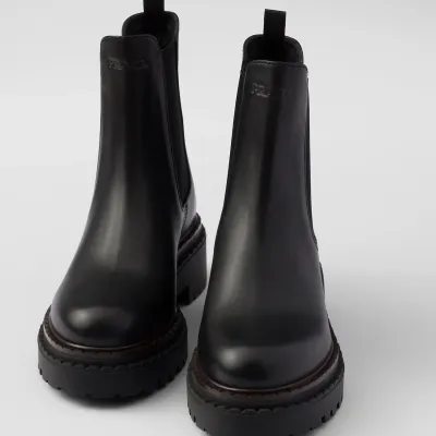 PRADA Black leather Chelsea boots