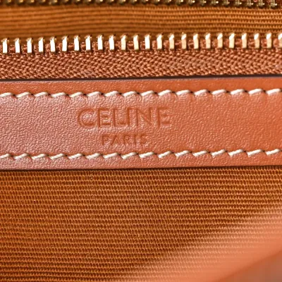 Celine Small Cabas Bag Tan Triomphe Canvas & Calfskin Leather Gold Hardware