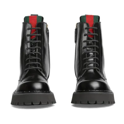 Gucci black webbing woven short boots