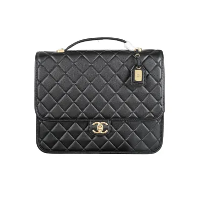 Chanel Black Quilted Caviar Leathe Backpacks