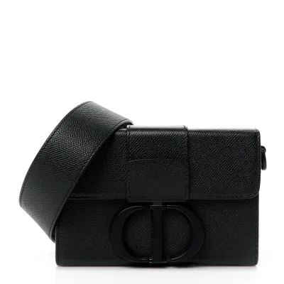 Dior Montaigne 30 Box Bag Black Ultra Matte Grained Calfskin Leather Matte Black Hardware