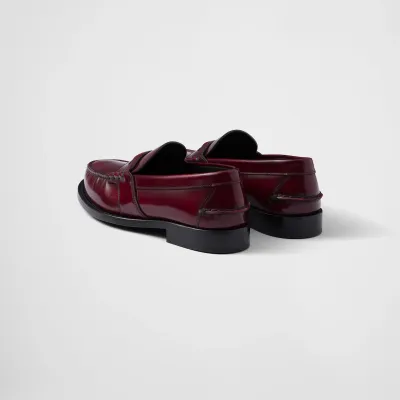 PRADA Deep red shiny leather loafers
