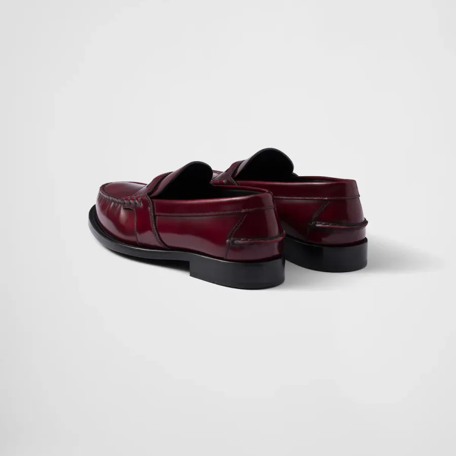 PRADA Deep red shiny leather loafers